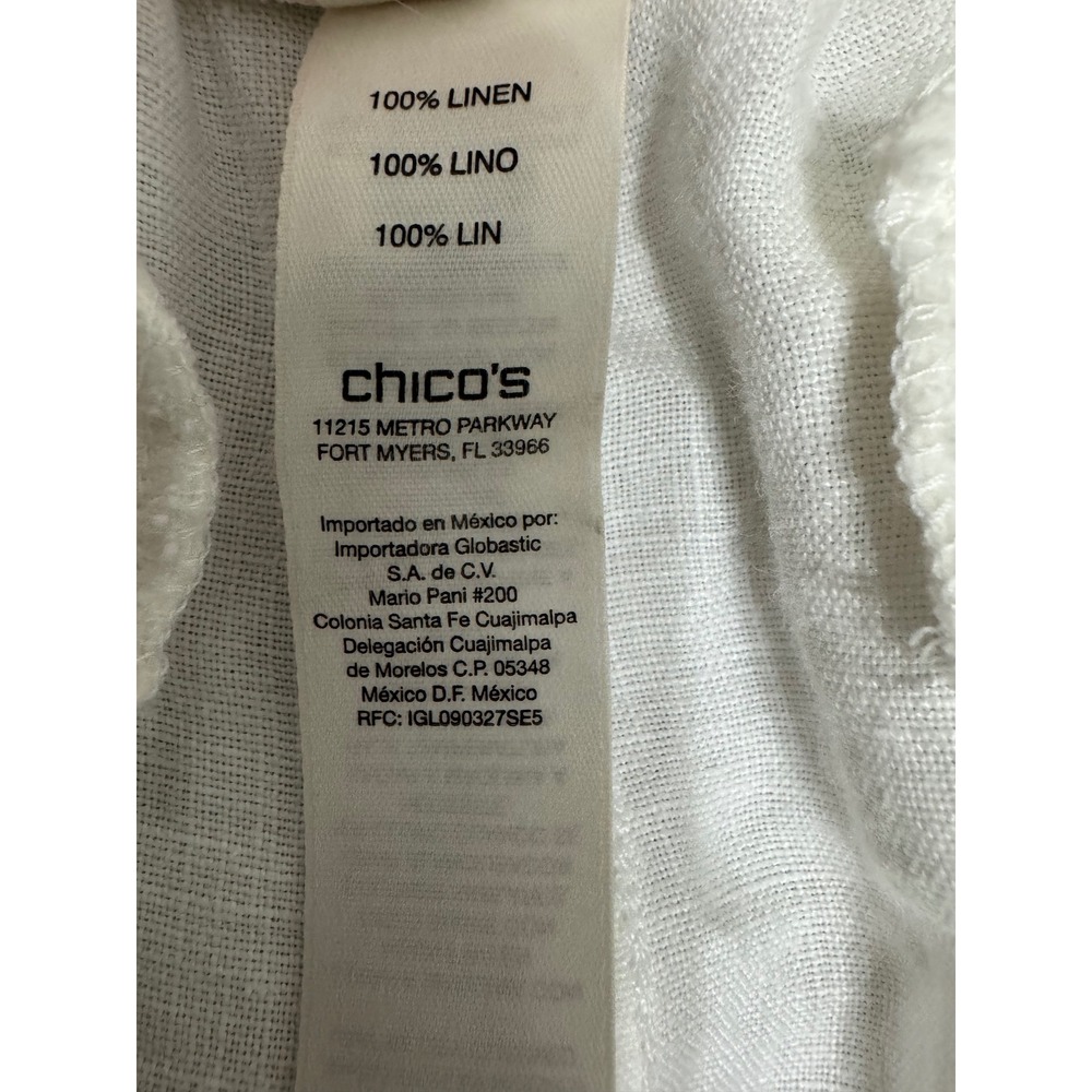Chicos White 100% Linen Wide Leg Pants Elastic Back Size 0 Regular - Picture 8 of 10